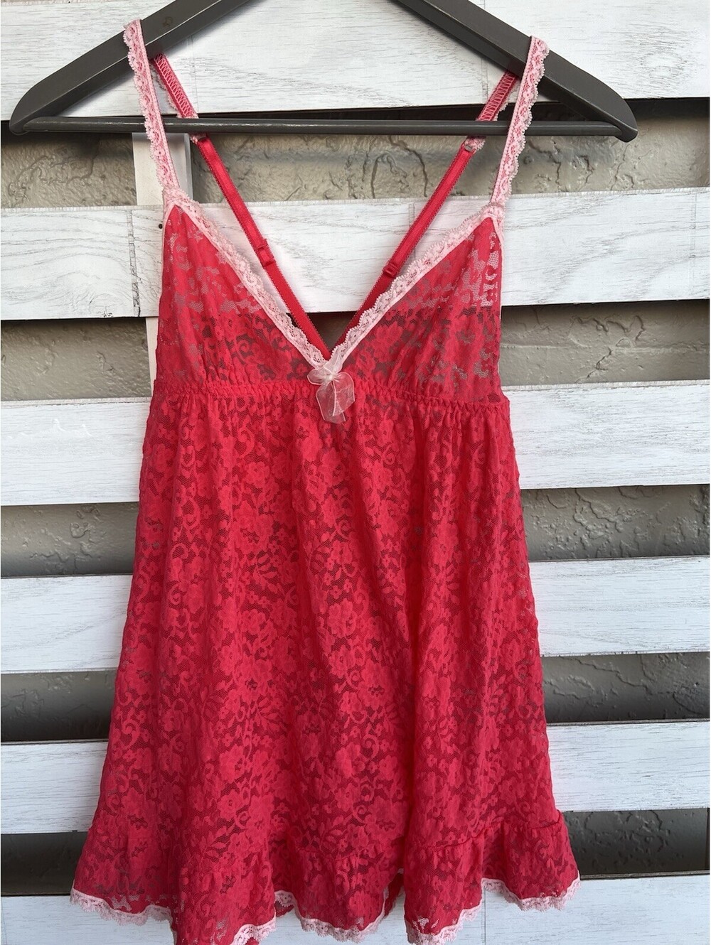 Victoria's Secret Very Sexy Babydoll Lace Lingerie Slip Size S Coral Pink